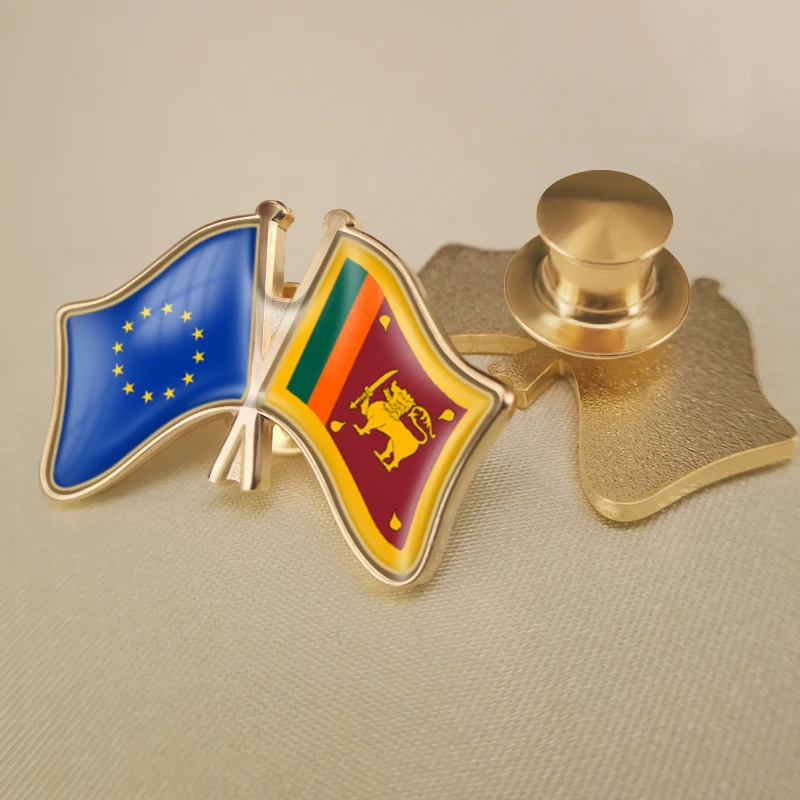 Avrupa Birliği ve Sri Lanka Çapraz Çift Dostluk Bayrakları Broş Rozetleri Yaka İğneler Görüntü 5