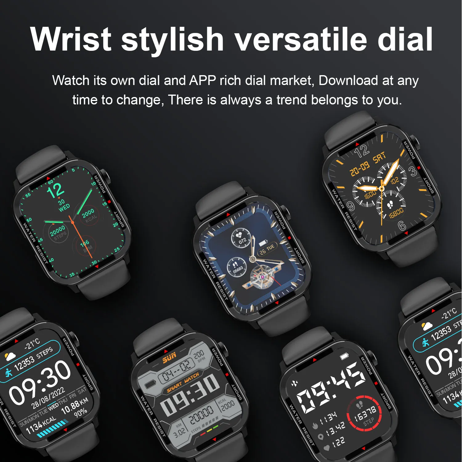 Açık Smartwatch 1.85 inç Tam Dokunmatik Ekran Ses aAssistant Bluetooth Çağrı 123 Spor Modu nabız monitörü akıllı saat Görüntü 5