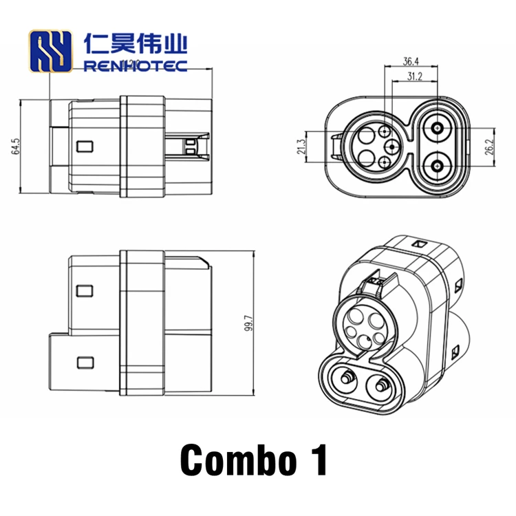 Combo 2 Combo 1 Adaptörü 150A DC Fiş Şarj Dönüştürücü Görüntü 5