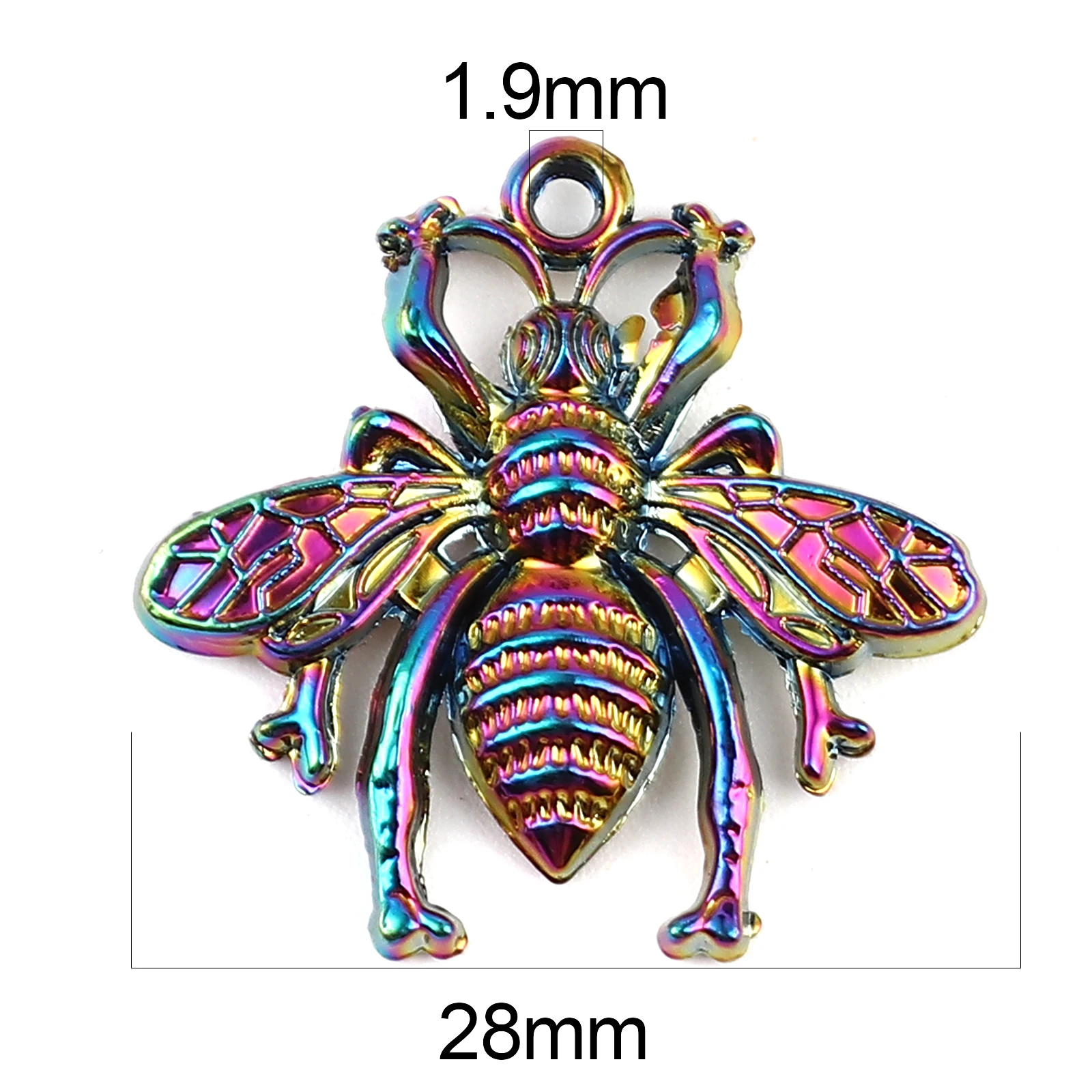 DoreenBeads 5 Adet Ağustosböceği Renkli Charms Kolye Çinko Bazlı Alaşım Böcek Takılar El Yapımı Takı Kolye 28mm x 27mm Görüntü 1