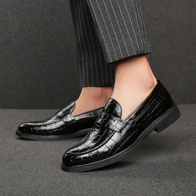 Erkekler Yüksek Kaliteli Elbise Ayakkabı Beyler İngiliz tarzı Parti Deri Düğün Ayakkabı Erkekler Flats Deri Oxfords Resmi Ayakkabı Büyük Boy Görüntü 1