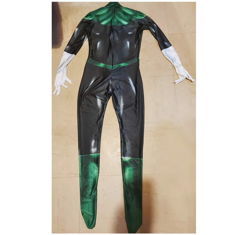 Film Yeşil Cosplay Kostüm Lycra Spandex Cadılar Bayramı Özel Zentai Yüzme / SPOR Bodysuit Tulumlar Yetişkin/Çocuklar için Görüntü 3