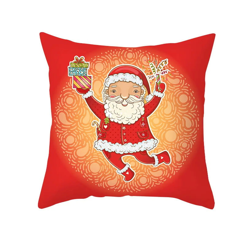 Iskandinav Tarzı Kırmızı Karikatür Noel Baba Serisi noel ev dekorasyonu Polyester Yastık Kılıfı Görüntü 1
