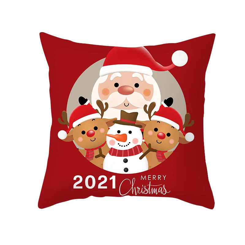 Iskandinav Tarzı Kırmızı Karikatür Noel Baba Serisi noel ev dekorasyonu Polyester Yastık Kılıfı Görüntü 4