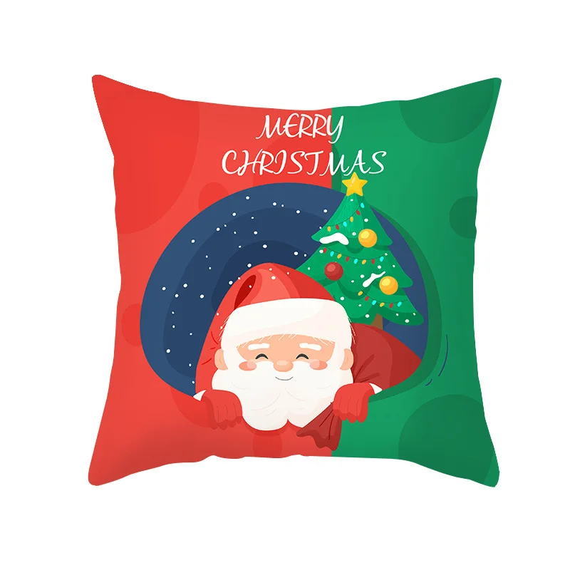 Iskandinav Tarzı Kırmızı Karikatür Noel Baba Serisi noel ev dekorasyonu Polyester Yastık Kılıfı Görüntü 5