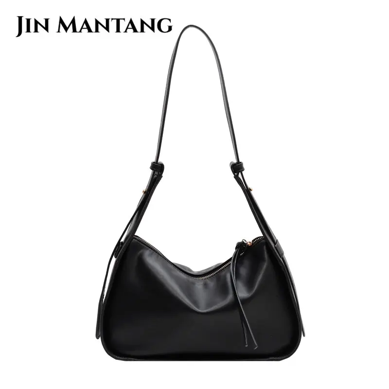 JIN MANTANG Omuz Crossbody Çanta Kadınlar için 2023 Trend Küçük Deri Tasarımcısı Vintage Seyahat Kova Çanta ve Çantalar Bolsos Görüntü 5