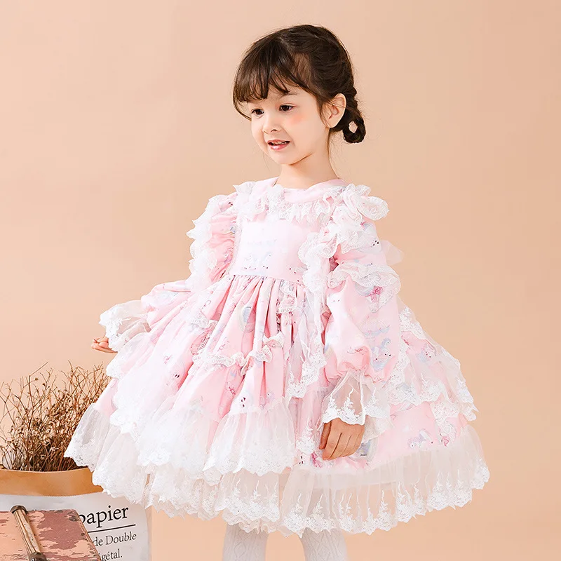 Kız Elbise İspanya Prenses Bahar gelinlik Çocuklar Kızlar için Elbiseler doğum günü partisi elbisesi Lolita Vestido çocuk giyim Görüntü 1