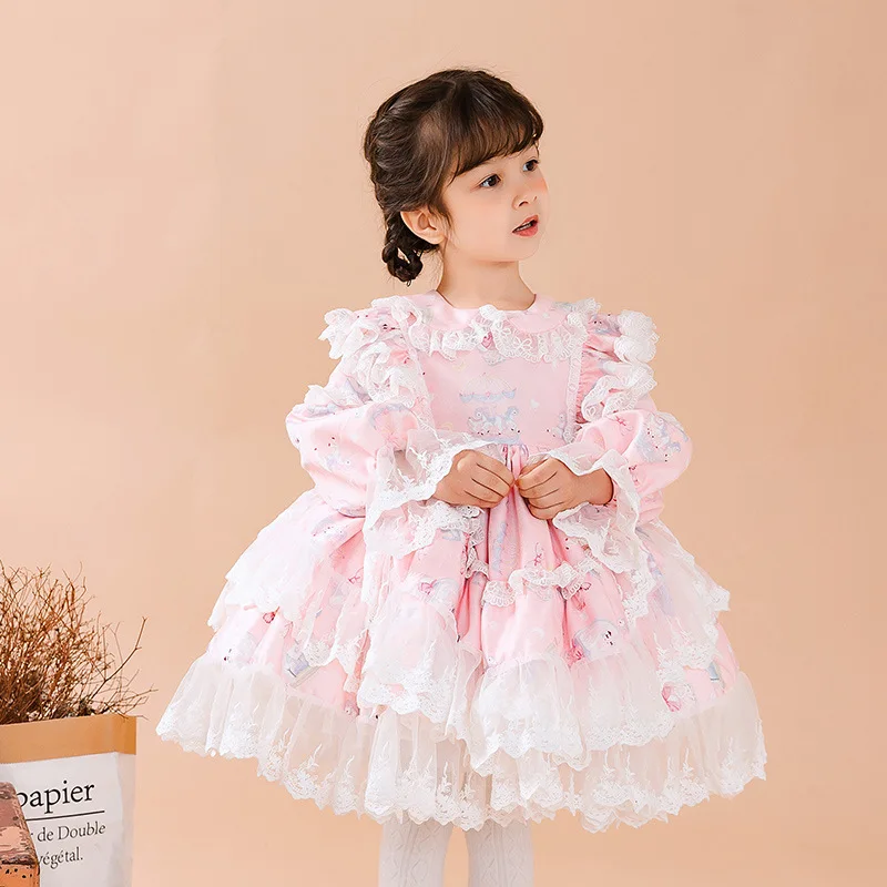 Kız Elbise İspanya Prenses Bahar gelinlik Çocuklar Kızlar için Elbiseler doğum günü partisi elbisesi Lolita Vestido çocuk giyim Görüntü 4