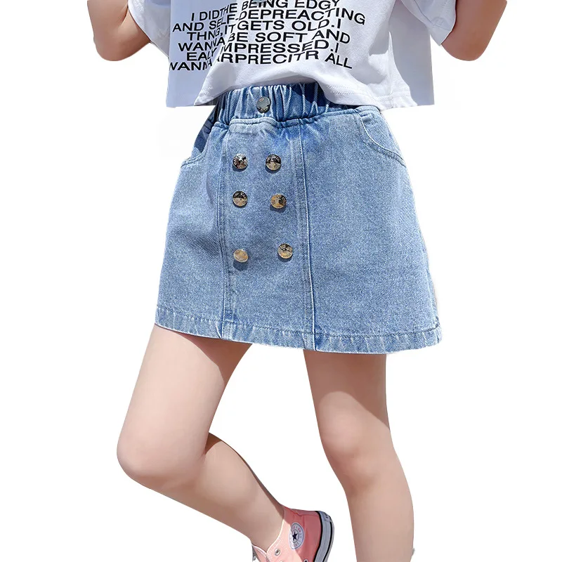 Kızlar kot etek pantolon 2021 Yaz Yeni Gençlik Çocuk Moda Tüm Maç Kot kısa pantolon Görüntü 4