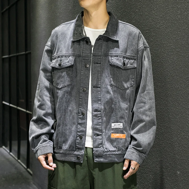 Moda Sokak erkek Retro Denim Ceket Kore Hip-Hop Moda Ceket Popüler Yakışıklı Erkekler M-5XL Bombacı Ceket Görüntü 2