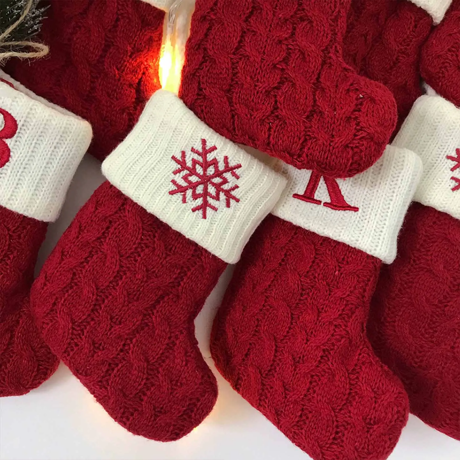 Noel Süsleri Örme Noel Çorap Asılı Klasik Noel Renkli Baskılı Çorap çocuk Yeni Yıl hediye keseleri VC Görüntü 2
