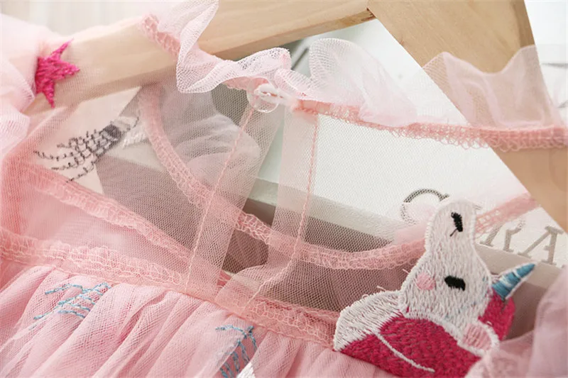 Noel Çocuklar Unicorn Elbise Kızlar için Şifon Gökkuşağı Elbise Sevimli Küçük Bebek Doğum Günü Partisi Bahar Prenses Tutu Elbiseler Görüntü 2