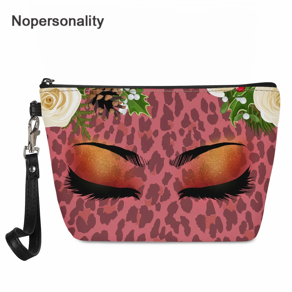 Nopersonality Moda Kozmetik Çantası Kapalı Gözler Baskı Kadın Makyaj Çantaları Rahat Mini Kız Çantası Deri Yıkama makyaj çantaları Bayan için Görüntü 0