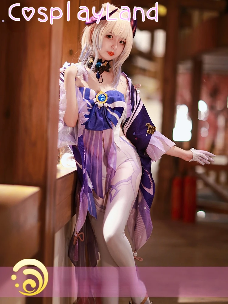 Oyun Genshin Darbe Sangonomiya Kokomi Elbise Cosplay Kostüm Cadılar Bayramı Partisi Kıyafet Kadınlar İçin Tulum Rol Oynamak XS-XXL Görüntü 1