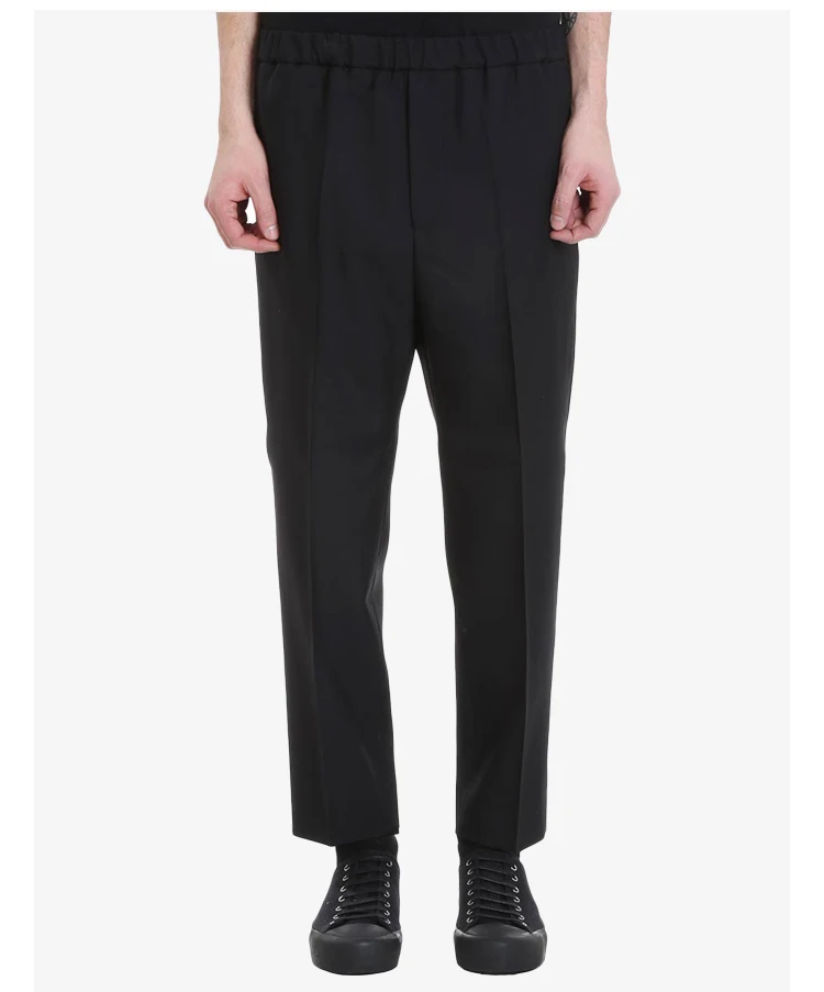 Siyah basit küçük ayak dokuz noktalı pantolon erkek gevşek ve ince minimalist Japon siluet küçük pantolon Görüntü 0