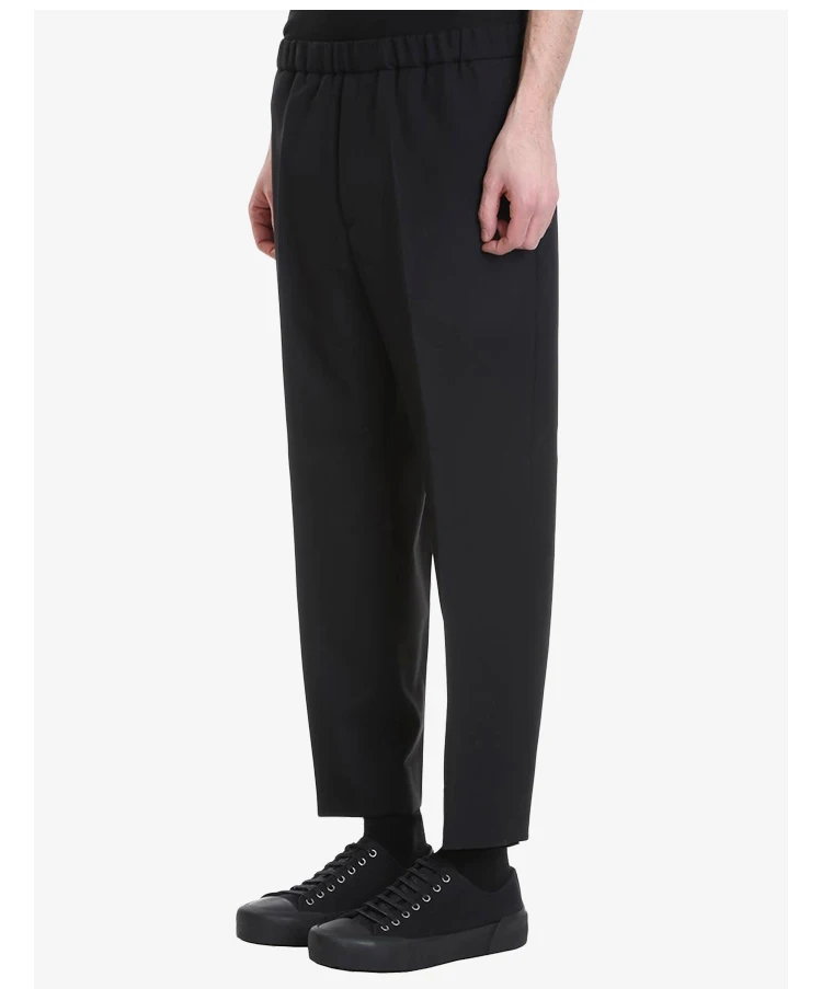 Siyah basit küçük ayak dokuz noktalı pantolon erkek gevşek ve ince minimalist Japon siluet küçük pantolon Görüntü 1