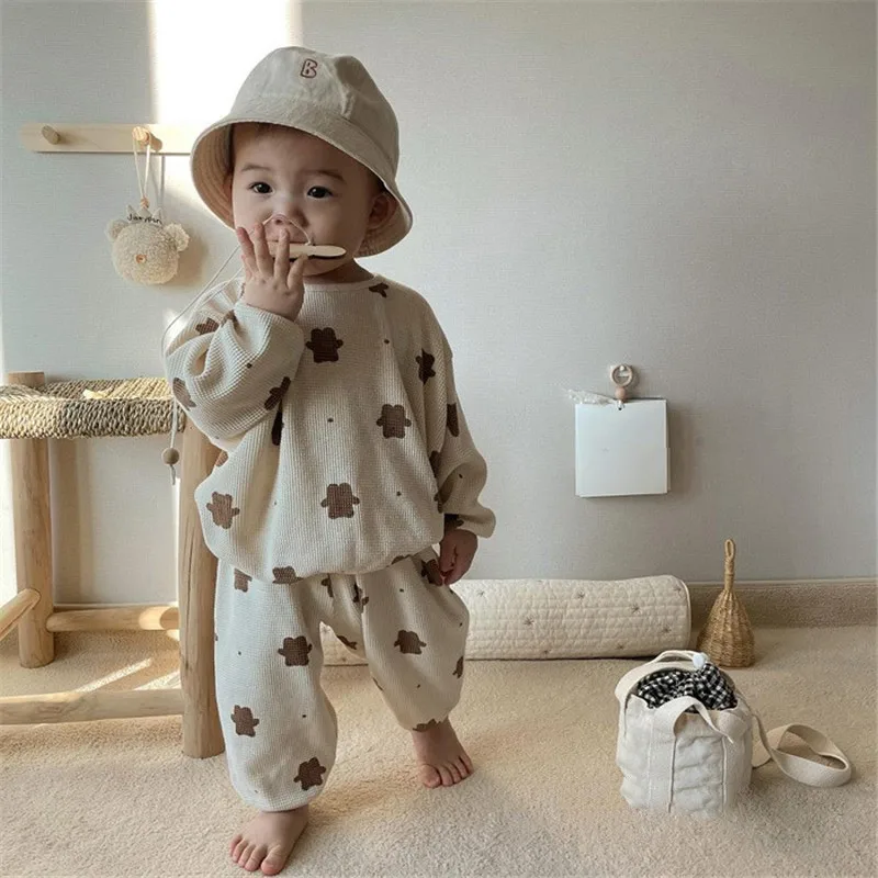 Sonbahar Bebek Bebek Karikatür giyim setleri Toddler Erkek Kız Uzun Kollu Kazak + Pantolon 2 adet Takım Elbise Çocuklar Sevimli Ayı Giysi Set Görüntü 2