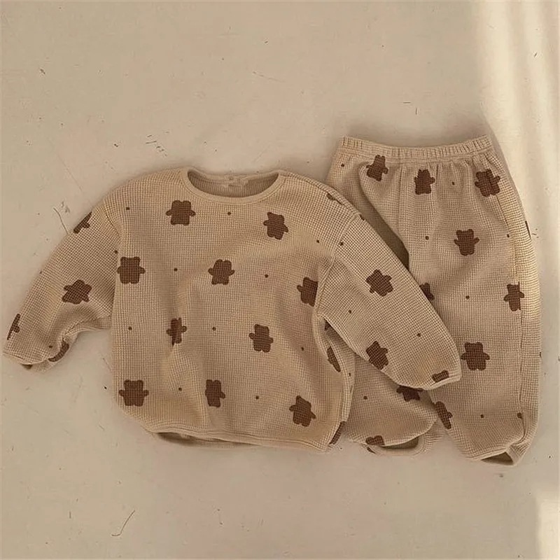Sonbahar Bebek Bebek Karikatür giyim setleri Toddler Erkek Kız Uzun Kollu Kazak + Pantolon 2 adet Takım Elbise Çocuklar Sevimli Ayı Giysi Set Görüntü 3