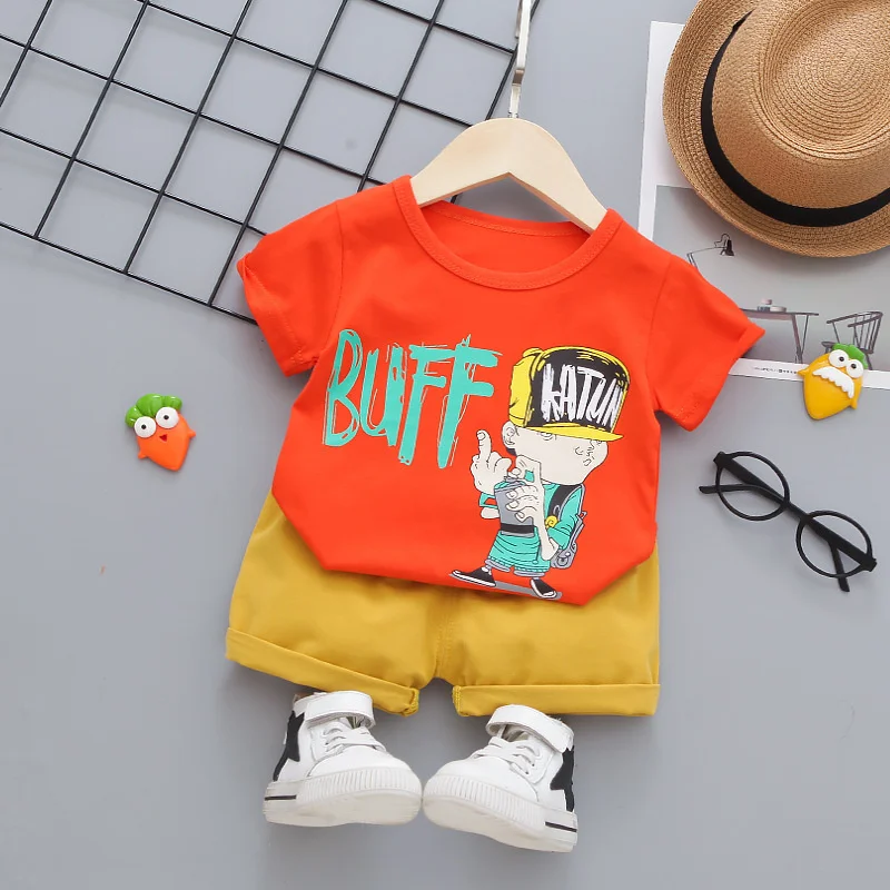 Yeni Yaz Moda Bebek Giysileri Çocuk Erkek Kız T Shirt Şort 2 adet / takım Çocuklar Bebek Giyim Toddler Karikatür Spor Görüntü 3
