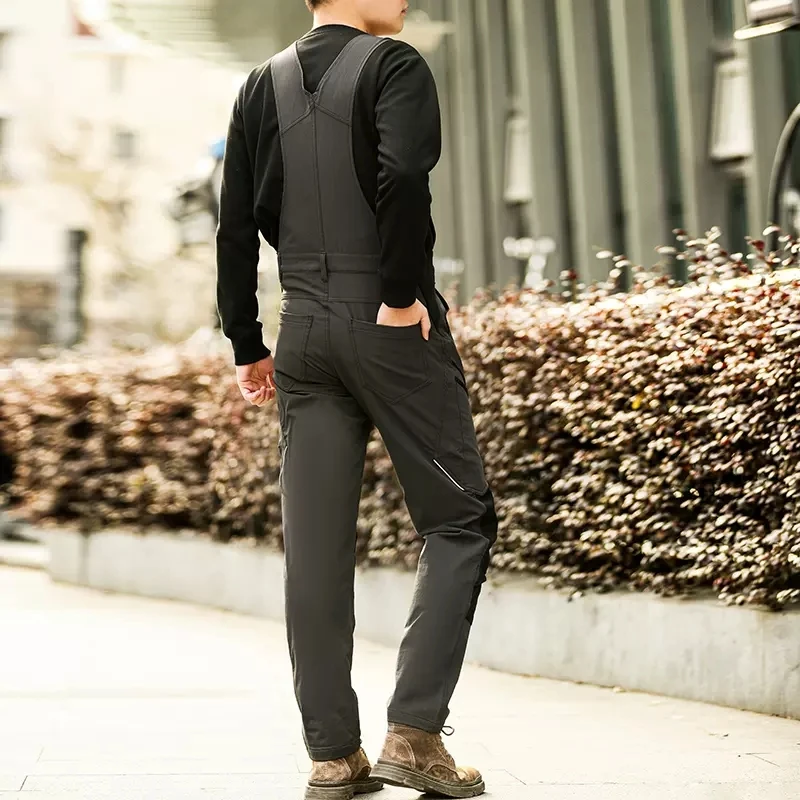 Yüksek Streç Erkek Kargo Tulumları Çok Cepler Tulum Erkek İş Giysisi Mekanik Yüksek Elastikiyet Pantolon Erkek Tulum Erkekler Görüntü 3