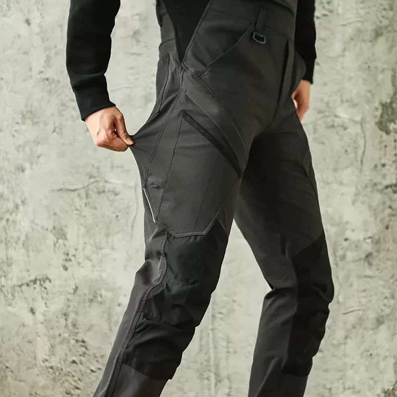 Yüksek Streç Erkek Kargo Tulumları Çok Cepler Tulum Erkek İş Giysisi Mekanik Yüksek Elastikiyet Pantolon Erkek Tulum Erkekler Görüntü 4