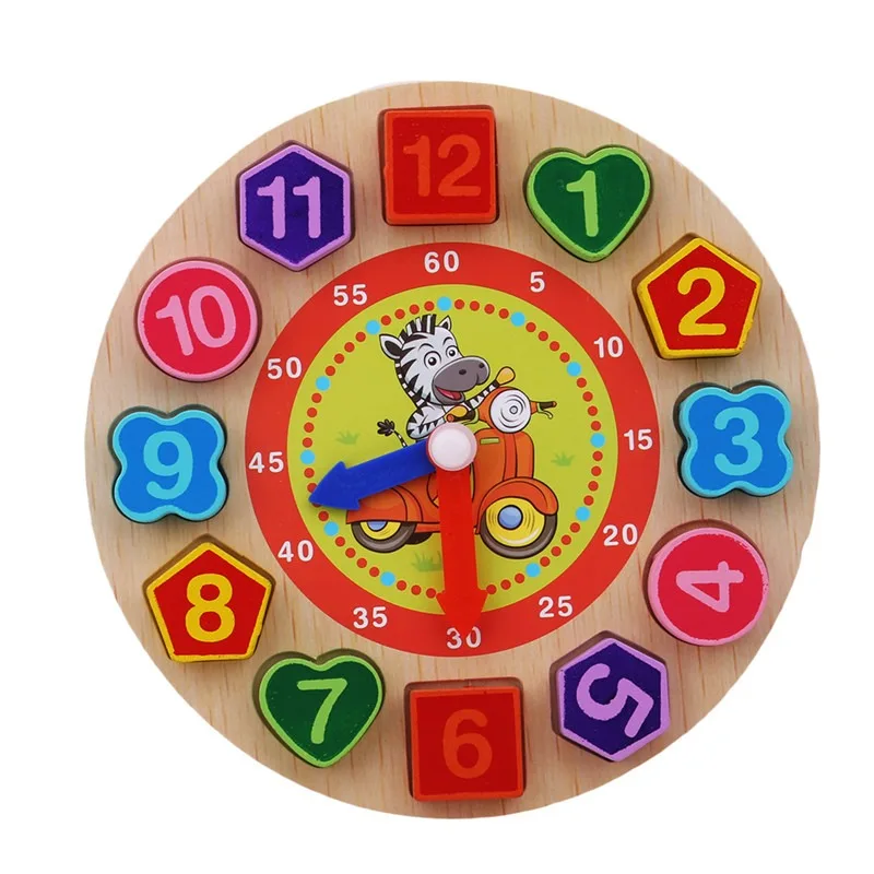 Çocuklar Eğitim çalar saat Oyuncak Montessori Ahşap Boncuklu Geometri Dijital Saat Bulmacalar Eşleşen Saat Oyuncak Çocuklar İçin Görüntü 4