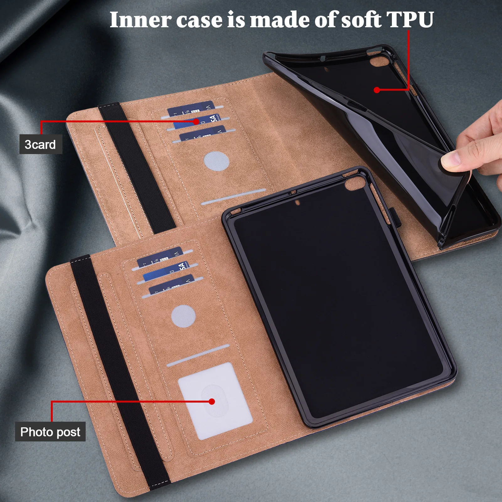 Şerit Kabartmalı Deri Kılıf için 2021 Yeni İpad Mini6 Tablet Kılıf Koruyucu arka kapak Mini 6 Darbeye Dayanıklı Kabuk Kol Görüntü 3